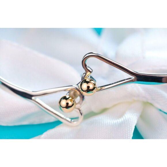 Tiffany & Co. Bracelet Double Heart Bangle in Sterling Silver & 14K Gold Accents - Picture 13 of 14